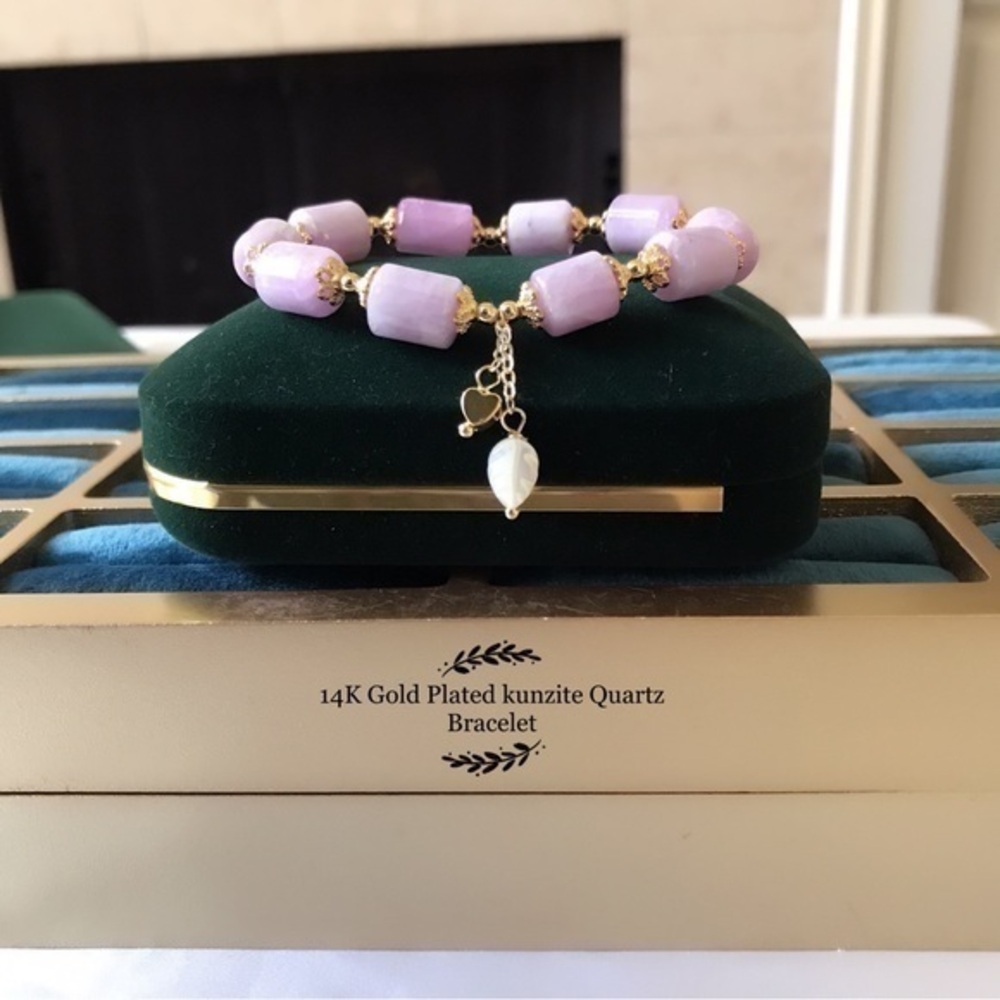 - ***14K gold plated kunzite Quartz Gemstone Bracelet